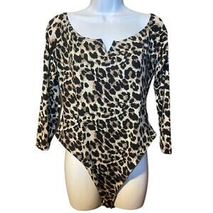 ♥️= 3/$15 Bundle SHEIN Curve Plus 1X Leopard Bodysuit Long Sleeve